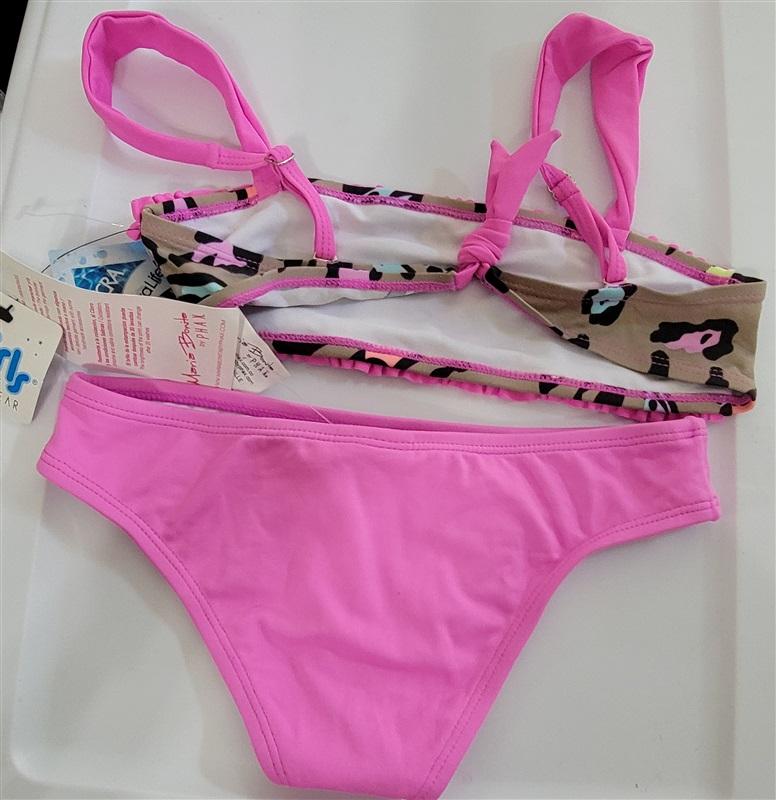 NWT Maria Bonita Phax M Girls Pink Cheetah Bikini Top & Bottom 110987