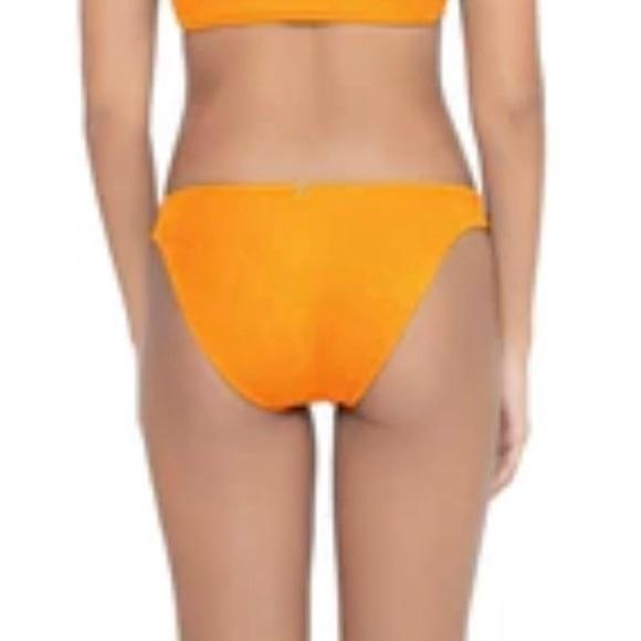 NWT PIlyq PQ Papaya Reef L Orange Textured Full Bikini Swim Bottom 110994