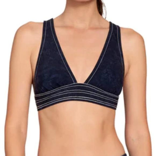 NWT Robin Piccone Valeria S Solid Stitched Triangle Bikini Swim Top #111000