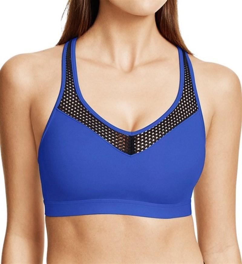 NWT Wacoal 38A/B Wire Free Medium Impact Sport Bra 852214 Blue 111001