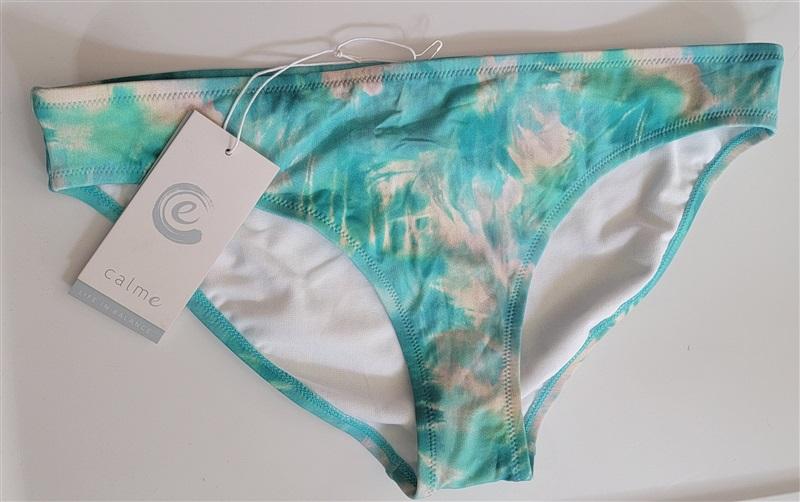 NWT Calme M Tie Dye Teal Triangle Bikini Swim Top & Bottom 111011