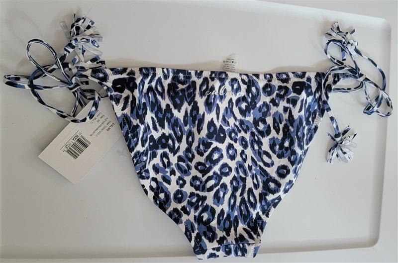 NWT Calme L Blue Tiger String Tassel Bikini Swim Top & Bottom 111021