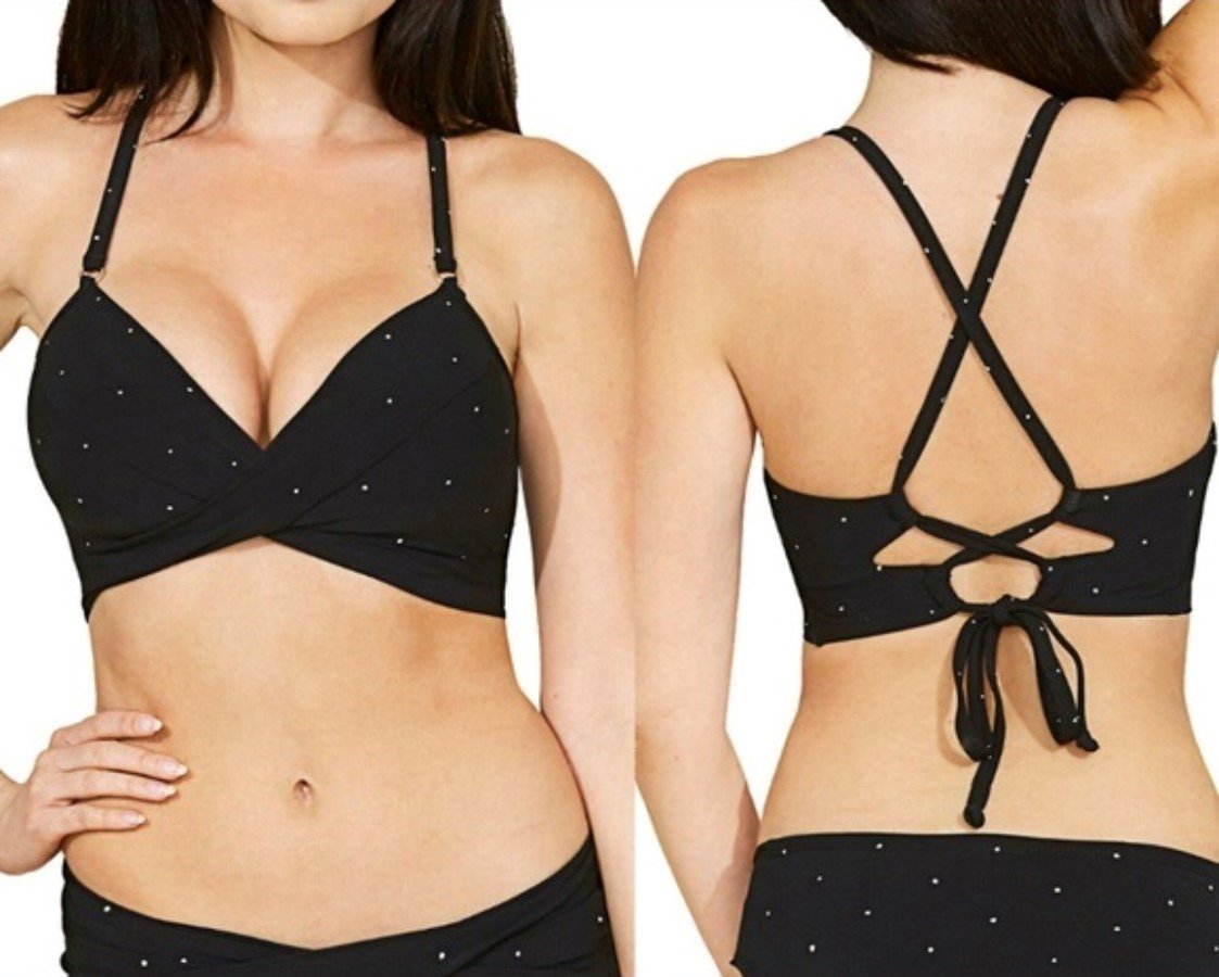 NWT Robin Piccone Jennie Black S Underwired Wrapped Bikini Swim Top #111061