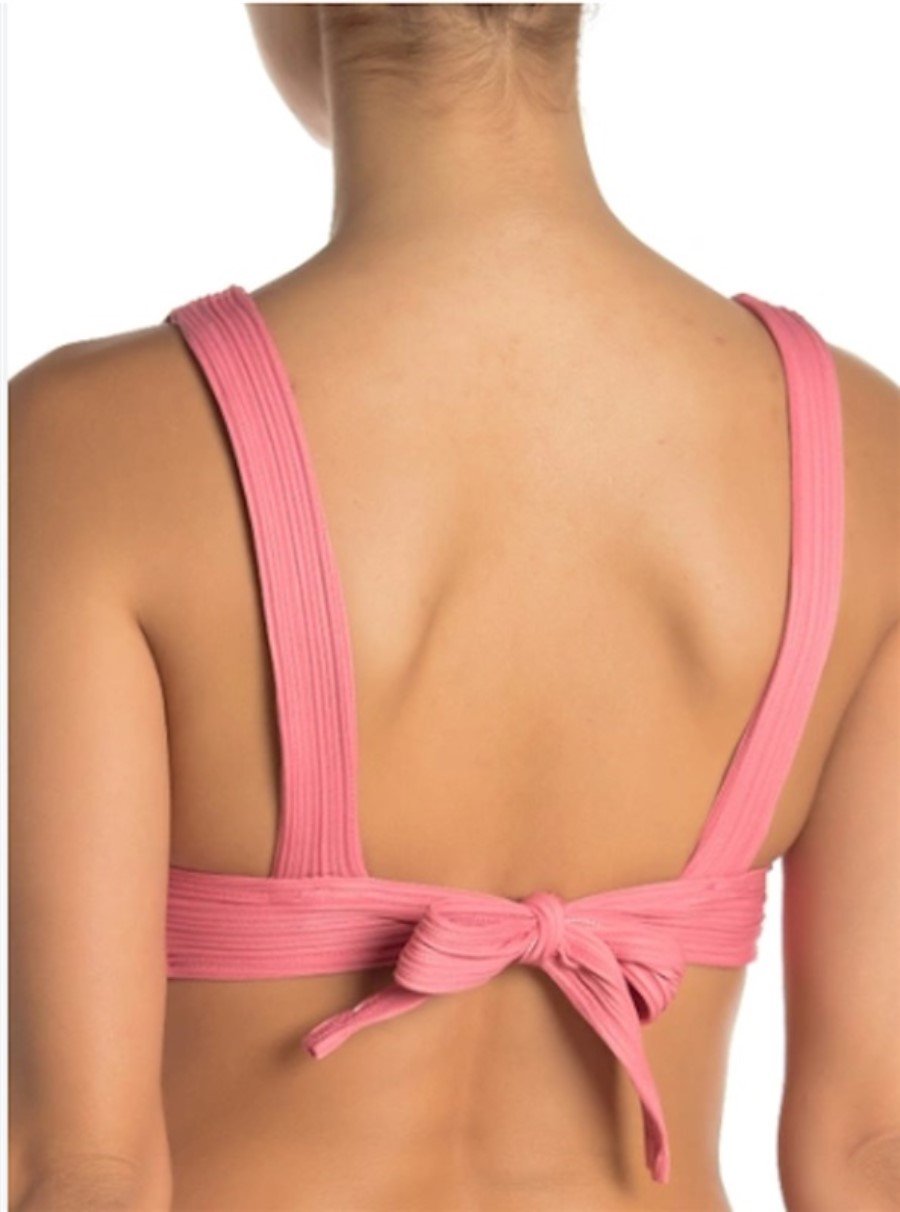 NWT Robin Piccone S Lily V Bikini Top + High Waist Bikini Bottom Pink 111084