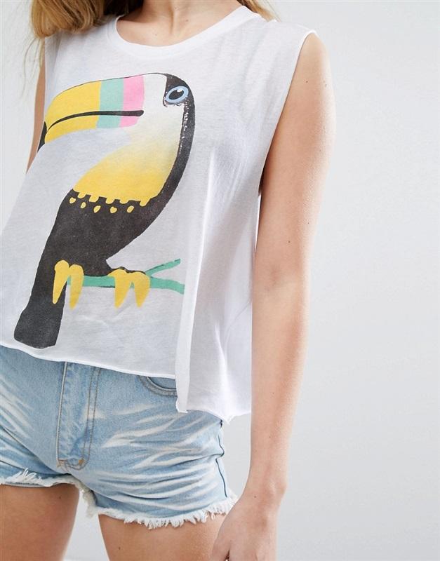NWT Wildfox Kids 5 Hiker Tank Bird of Paradise Toucan Shirt 111133
