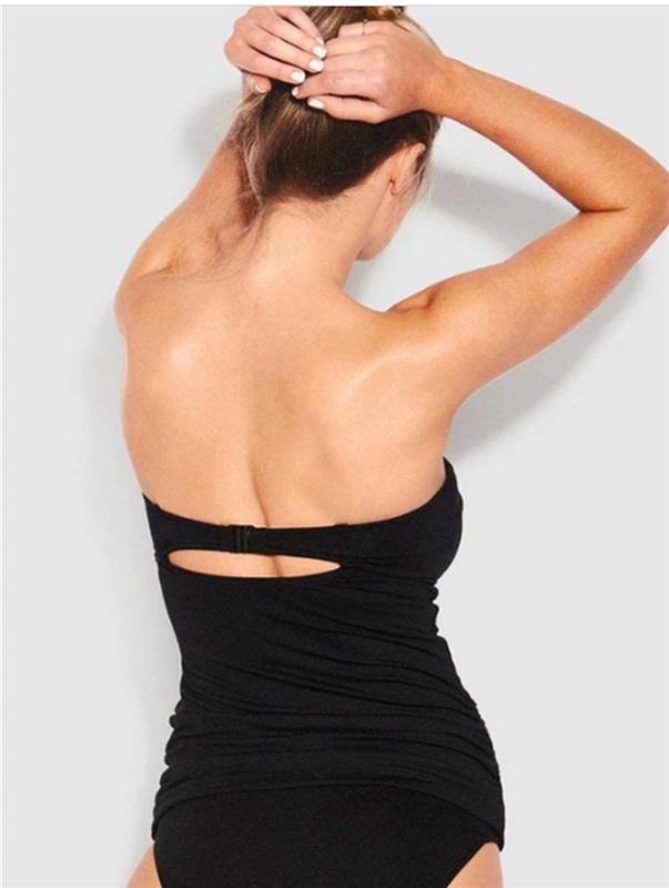NWOT Seafolly 10 USA Easy Fit C/D Cup Bandeau Singlet Tankini Black 111155