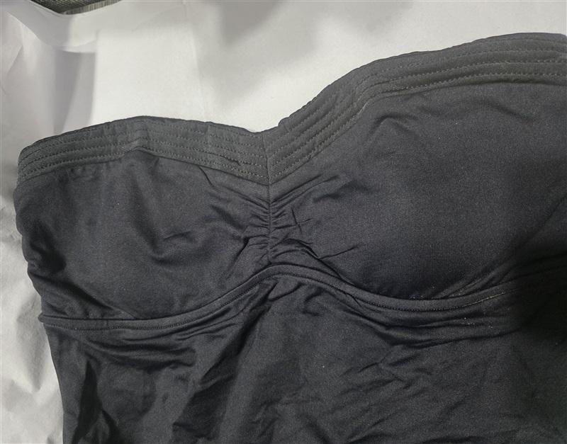 NWOT Seafolly 10 USA Easy Fit C/D Cup Bandeau Singlet Tankini Black 111155