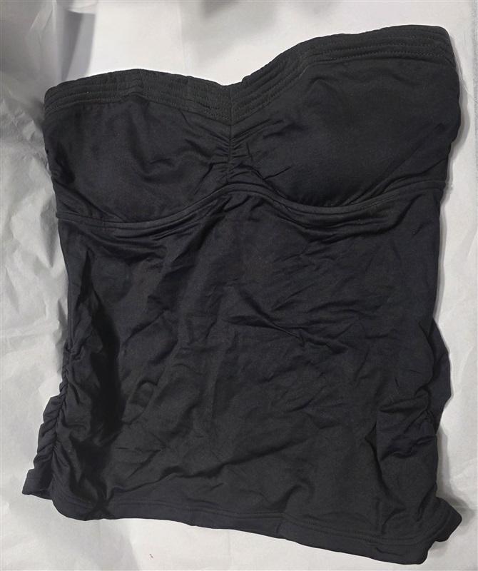 NWOT Seafolly 10 USA Easy Fit C/D Cup Bandeau Singlet Tankini Black 111155
