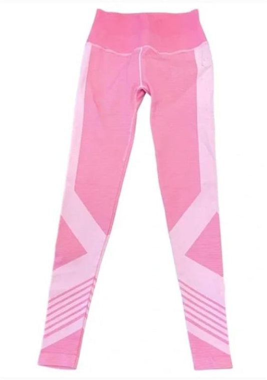 NWOT NUX L Pink Stripe High Waist Leggings 111211