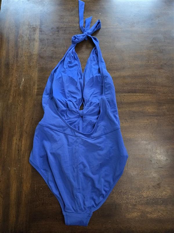 NWOT Robin Piccone 14 Olivia Deep V Twist 1pC Blue Swimsuit 111226