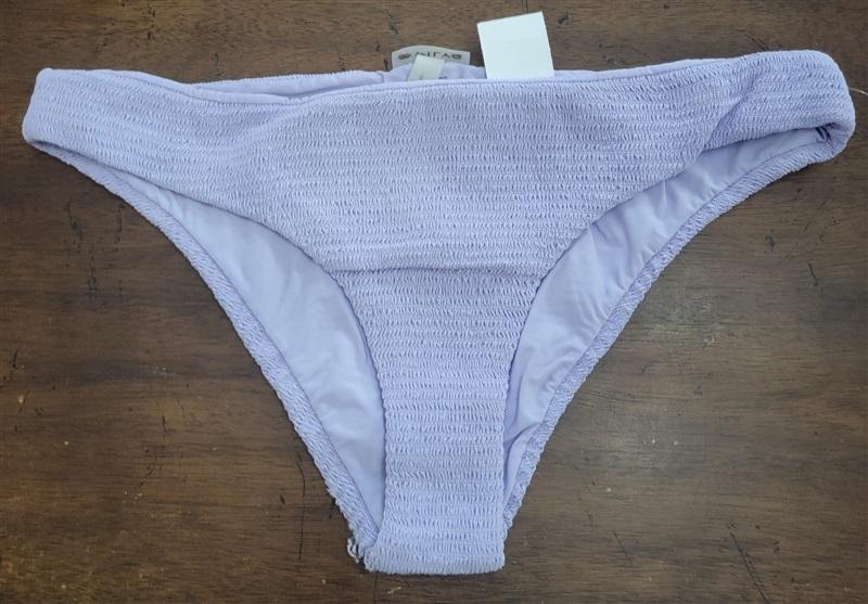 NWOT Pilyq Lavender S Solid Smocked Cheeky Bikini Swim Bottom 111235