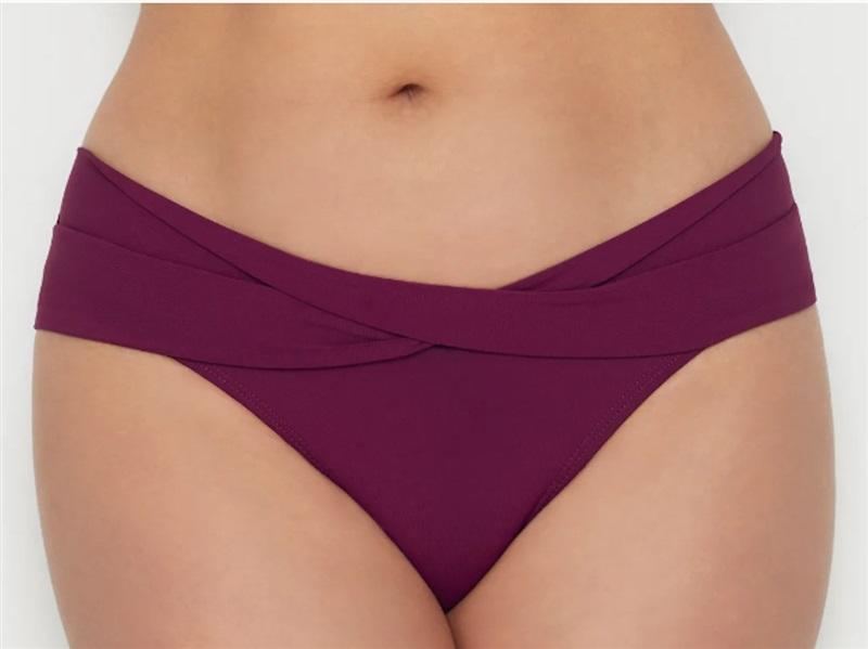 NWOT Robin Piccone Ava XS Twist Burgundy Solid Full Bikini Swim Bottom 111244