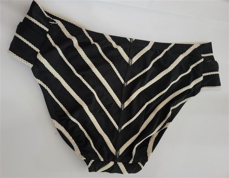 NWOT Robin Piccone Ava XS Twist Black White Stripe Bikini Swim Bottom 111245