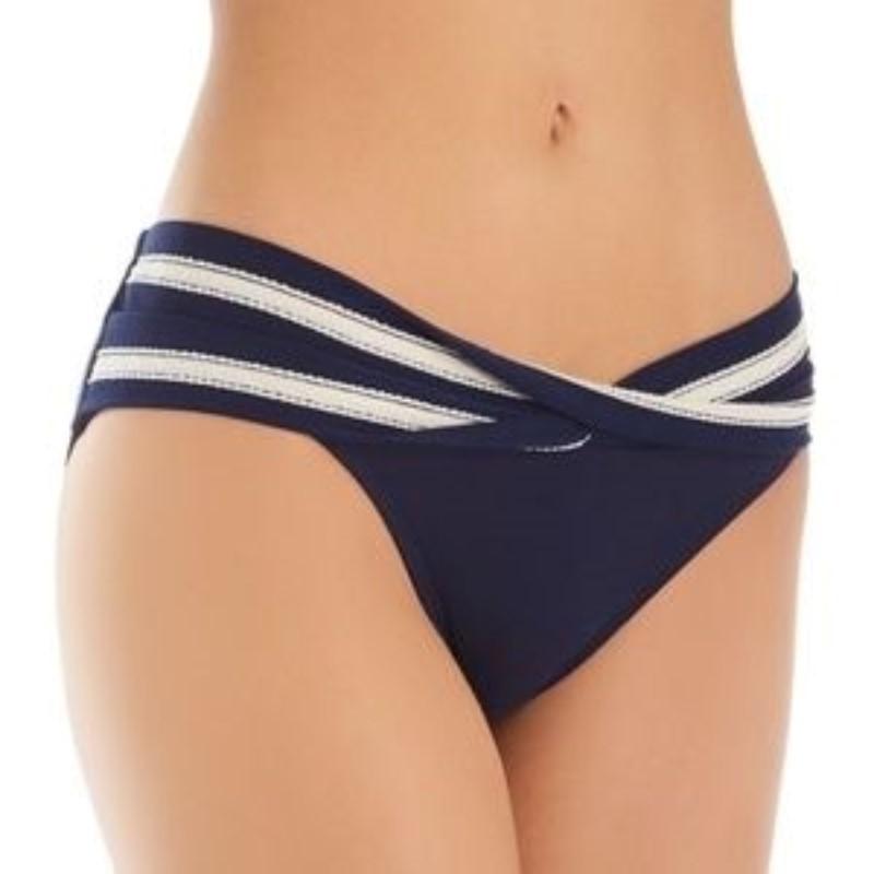 NWOT Robin Piccone Abi S Solid Navy Twist Band Bikini Swim Bottom 111255