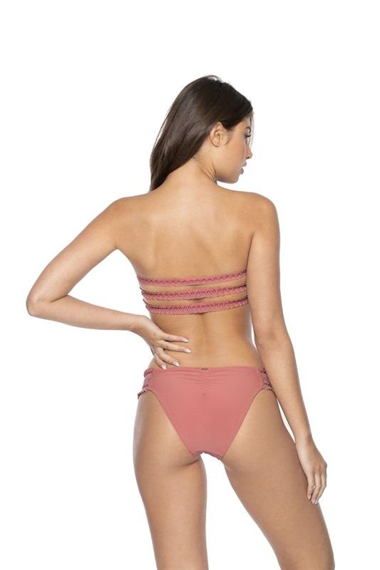 NWT Pilyq PQ Lotus M Smocked Tab Teeny Bikini Bottoms Rose Pink 111257