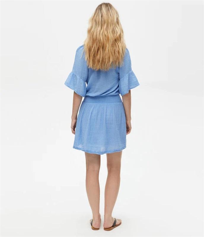 NWOT Michael Stars M Katelyn Gauze Lace Crinkle Dress Blue V Neck 111279