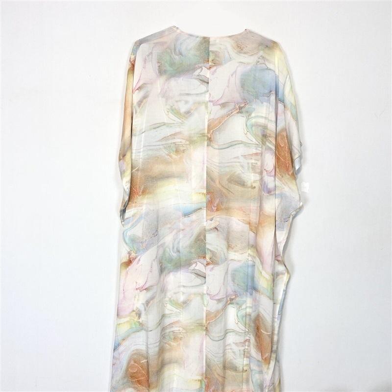 NWOT Calme S/M V Neck Maxi Kaftan Dress Button Down 111289