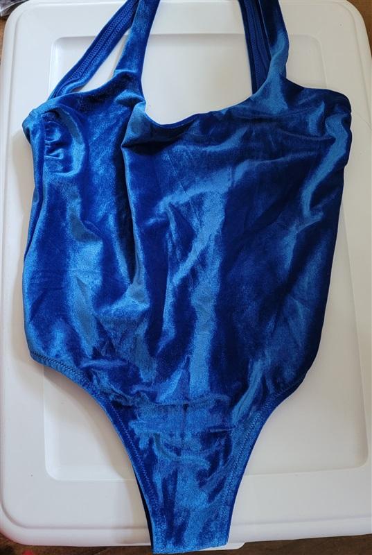 NWT Blue Ruby 8 AU Velveteen High Leg One-Piece Swimsuit 111315