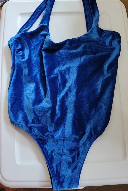NWT Blue Ruby 8 AU Velveteen High Leg One-Piece Swimsuit 111315