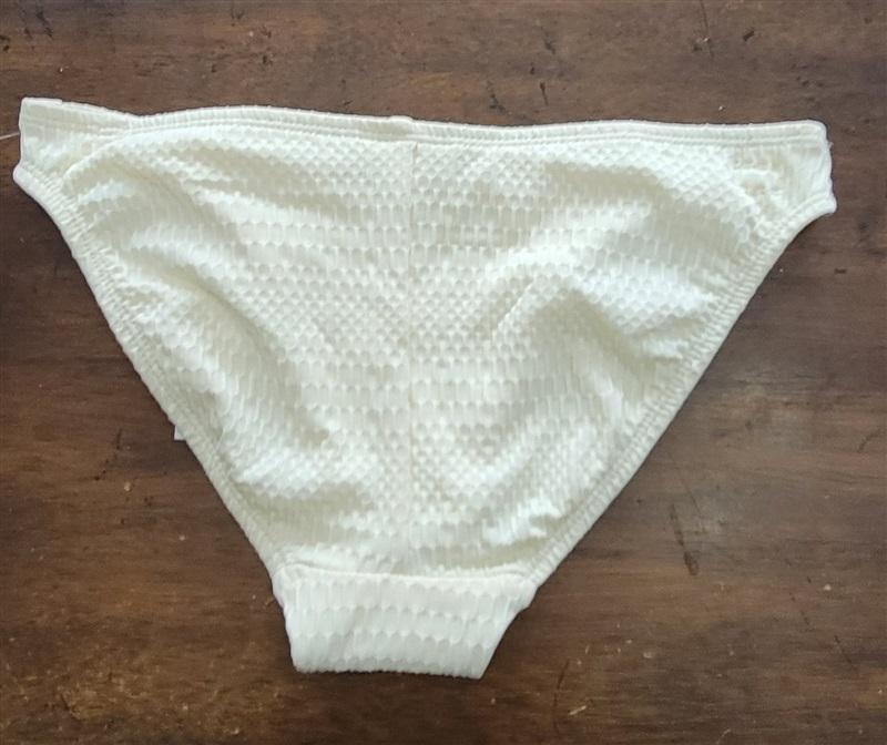 NWT Robin Piccone Perla XS Textured Bikini Swim Bottom EggShell Ivory 111317