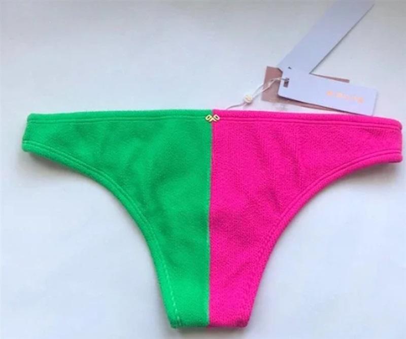 NWT Pilyq Kiwi Reef L Smocked Color Block Teeny Bikini Swim Bottom #111324