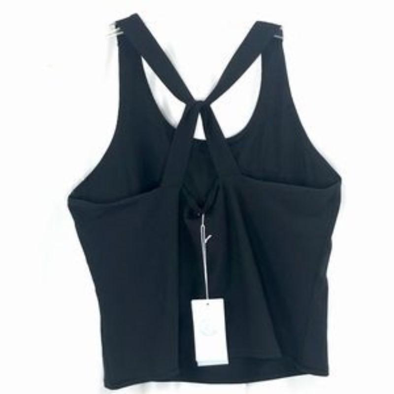 NWT Calme Criss Cross Back Tank Sports Bra Sz L Blue 111325