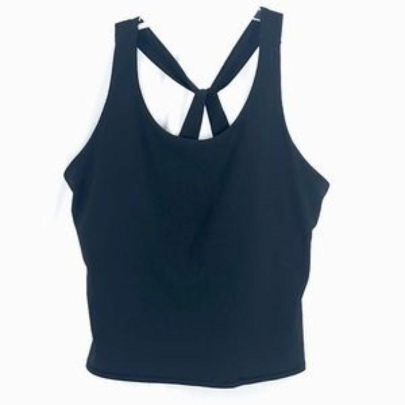 NWT Calme Criss Cross Back Tank Sports Bra Sz L Blue 111325