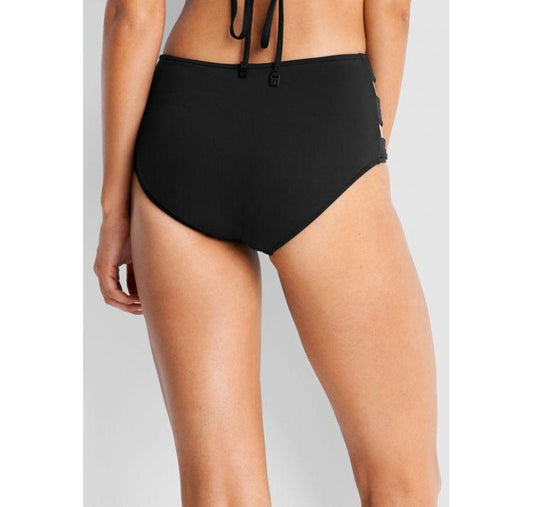 NWOT Seafolly Blue SZ 4 USA Quilted High-Waisted Bikini Swim Bottom 111347