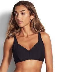 NWOT Seafolly Capri 10 USA F CUp Black Underwire Bikini Top 111353