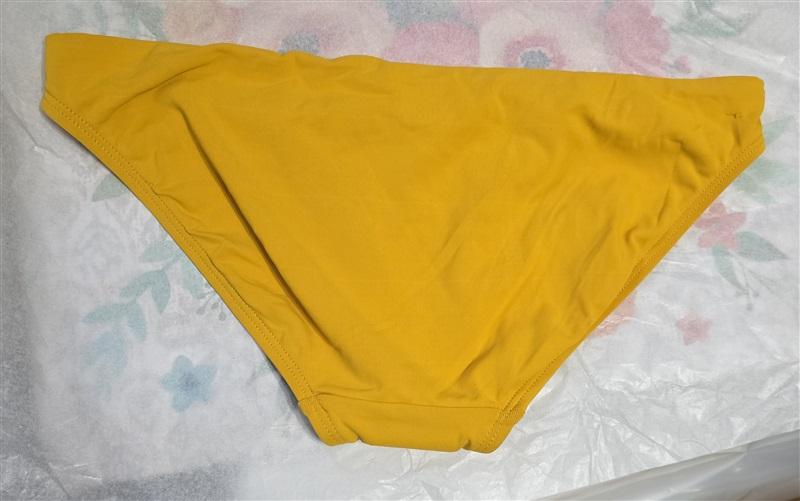 NWT Robin Piccone L Luca Mustard Yellow Bar Bell Bikini Bottom 111392
