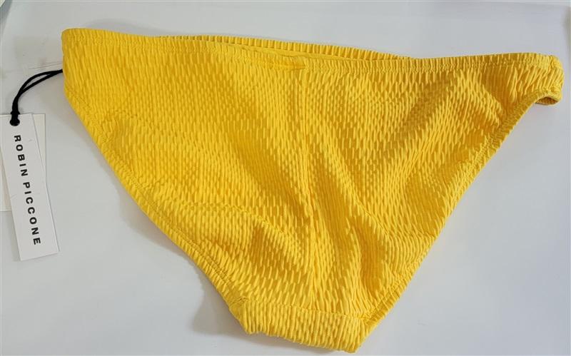 NWT Robin Piccone Perla L Textured Bikini Swim Bottom Dandelion Yellow 111393