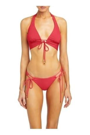 NWT Robin Piccone Luca M Side-Tie Full Bikini Swim Bottom Pink Punch 111398