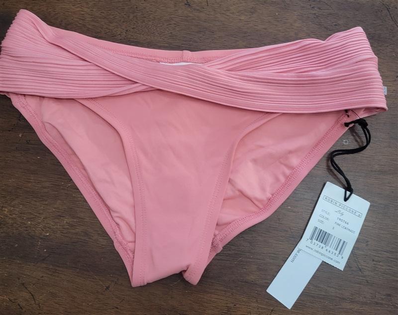 NWT Robin Piccone L Lily Twist V Bikini Bottom Pink 111402