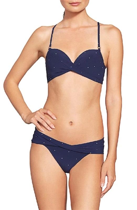 NWT Robin Piccone Jennie Blue M D Cup Underwired Wrapped Bikini Swim Top #111420