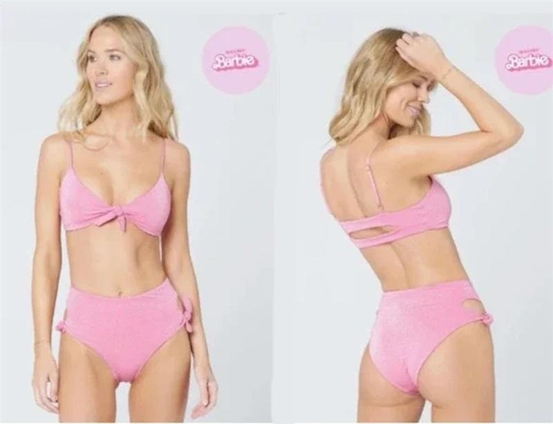 NWT L*Space LG Malibu Barbie Bummin Bottom Pink Sparkle 111438