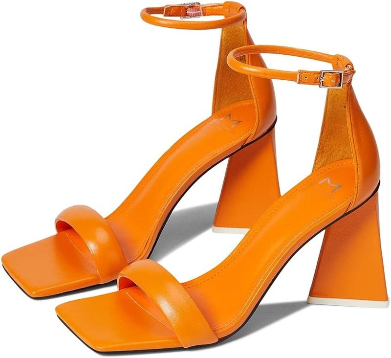NWOT Marc Fisher LTD 5.5 Denny Orange High Heel Square Toe Sandals