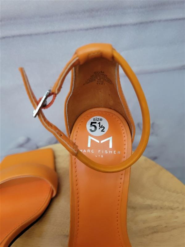 NWOT Marc Fisher LTD 5.5 Denny Orange High Heel Square Toe Sandals
