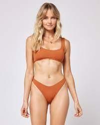 NWT L*Space S Ribbed Cabana Bitsy Bikini Bottom Orange 111458