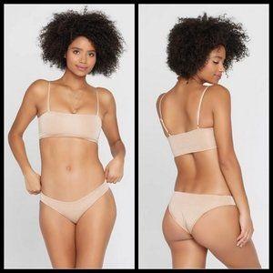 NWT L*Space Rebel Sparkly SM Champagne Bikini Swim Top 111475