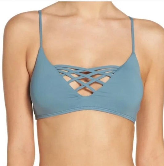 NWT L*Space Jamie L Criss Cross Bikini Swim Top Blue 111475