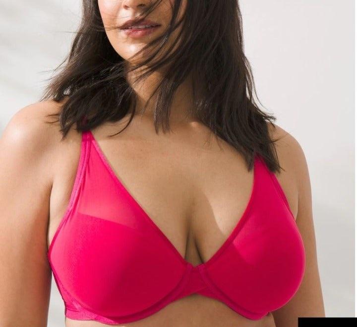 NWOT Soma 34DD Lightest Lift Mesh Plunge Bra Pink 111497