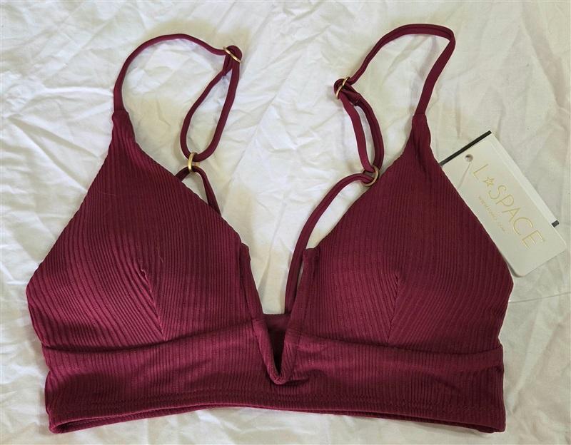 NWT L*Space S Siren Bikini Top Swimsuit Cabernet 111508
