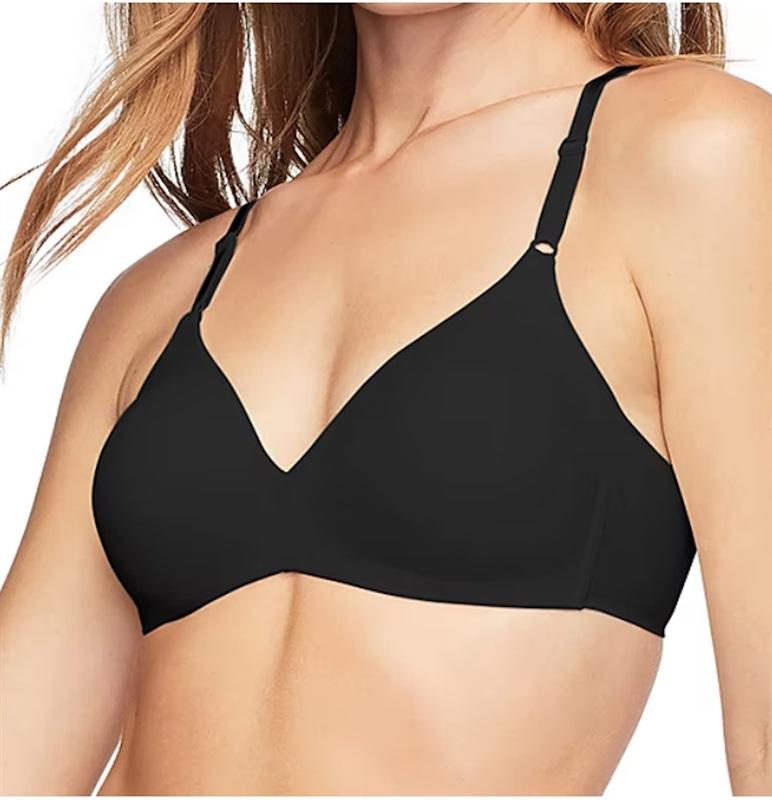 NWT Warner's 36C No Side Effects Wire-Free Bra 1056 Black 111514