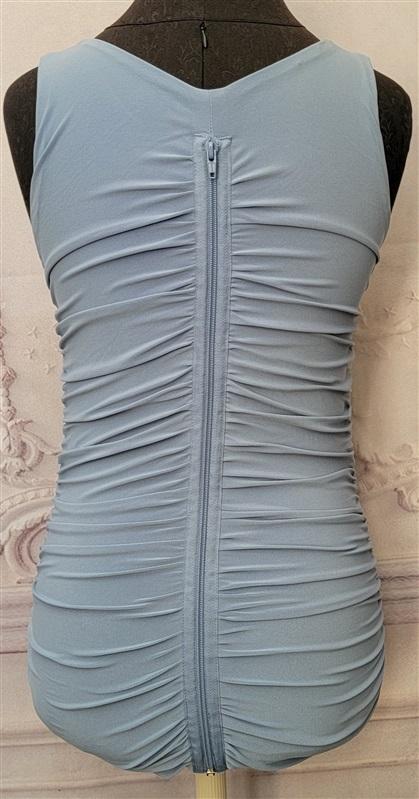 NWOT Last Tango S Ruched Seamless Blue Zip Up Sleeveless Top 111581