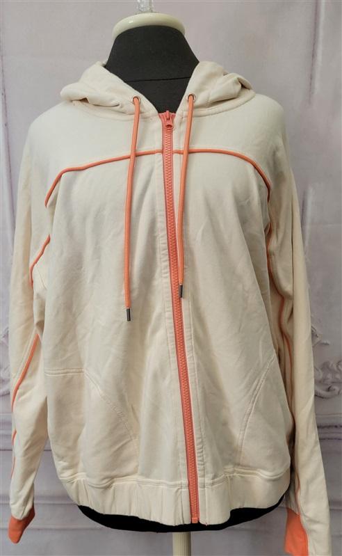 NWOT Calme L Cozy Zip Up Hoodie Ivory Orange 111612