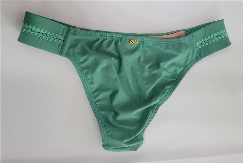 NWOT Pilyq Stitched Side Tab Green S Cheeky Bikini Bottoms #111628
