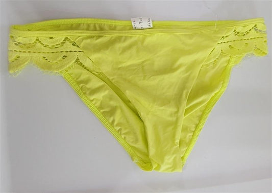 NWT Pilyq L Neon Yellow Lace Side-Tab Full Bikini Swim Bottoms 111629
