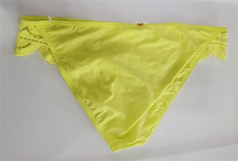 NWT Pilyq L Neon Yellow Lace Side-Tab Full Bikini Swim Bottoms 111629