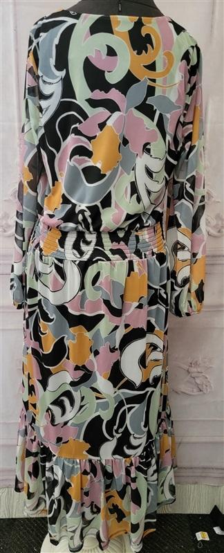 NWOT By Giuliana Rancic L Geometric Maxi Dress Elastic Waist 111649