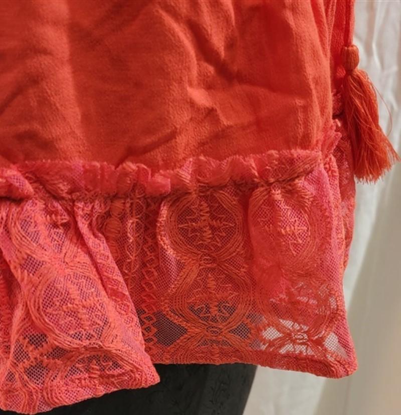 New Honey Punch Anthropologie L Strappy Ruffled Crepe & Lace Cami Orange #111652